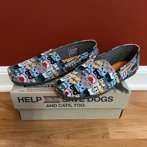 BOBS from Skechers Colorful Cat Print Slip-On Memory Foam Shoes